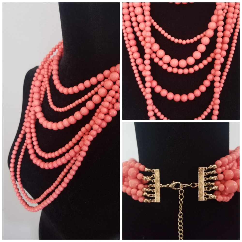 60s Pink Beaded Necklace